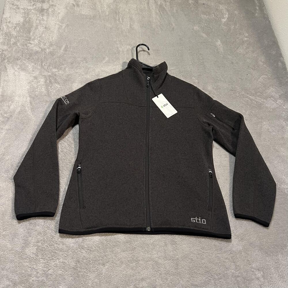Stio Sweetwater Fleece Jacket Womens Small Gray Full Zip Rubicon Logo Outdoor